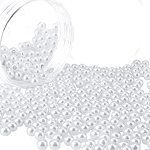 PandaHall Elite 400Pcs 6mm Tiny Satin Luster Round Glass Pearl Beads Assortment Lot for Jewelry Making Round Box Kit,White