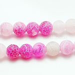 Natural Crackle Agate Beads Strands, Dyed, Round, Grade A, Hot Pink, 10mm, Hole: 1mm, about 39pcs/strand, 14.9 inch