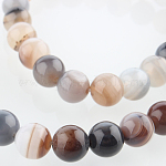 Brins de perles rondes en agate naturelle teinte et chauffée, imitation agate du Botswana, 8mm, Trou: 1mm, Environ 49 pcs/chapelet, 14.96 pouce