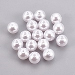 ABS Plastic Imitation Pearl Beads, Round, White, 7.5~8mm, Hole: 2.3mm