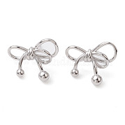 Серьги-гвоздики из латуни с бантом EJEW-M245-14P