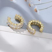 Серьги-каффы для тенниса с кубическим цирконием EJEW-K093-09G-05