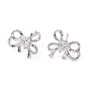 Серьги-гвоздики из латуни с бантом EJEW-M245-04P
