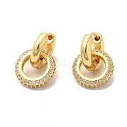 Серьга-кольцо из латуни с микропаве из кубического циркония EJEW-C057-03G