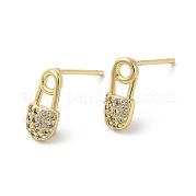 Серьги-пусеты из латуни с фианитами EJEW-D061-36G