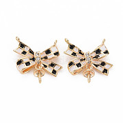Brass Micro Pave Cubic Zirconia Connector Charms KK-S364-010