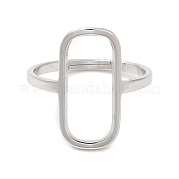 304 Stainless Steel Hollow Rectangle Adjustable Ring for Women RJEW-M149-31P