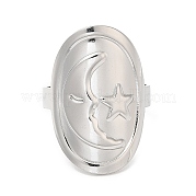 304 Stainless Steel Moon with Star Open Cuff Ring for Women RJEW-M149-29P