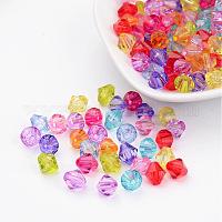 Mischfarbe gefärbt stämmig transparentem Acryl facettiert Doppelkegel Zwischenperlen Schmuck für Kinder X-DBB8mm