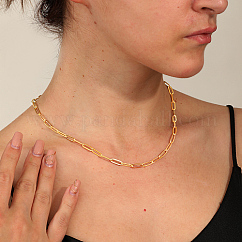 Colliers à chaîne en acier inoxydable 201 pour femmes, véritable 18k plaqué or, 17.72 pouce (45 cm)