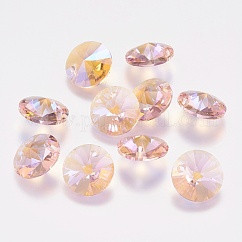 Breloques de strass en verre à facettes, imitation cristal autrichien, cône, rose clair, 8x4mm, Trou: 1mm