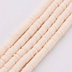 Chapelets de perle en pâte polymère manuel, perles heishi, disque / plat rond, peachpuff, 4x0.5~1mm, Trou: 1.5mm, Environ 320~447 pcs/chapelet, 15.74~16.92 pouce