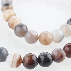 Hebras de cuentas redondas de ágata rayada natural teñida y calentada/ágata con bandas, imitación de ágata de botswana, 8mm, agujero: 1 mm, aproximamente 49 pcs / cadena, 14.96 pulgada