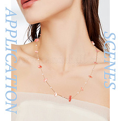 3 м наборы для изготовления ожерелья из натуральной крошки розового кварца и АБС-пластика с имитацией жемчуга&nbsp;CHC-TA0001-30B