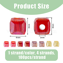 4 нить 4 цветных прозрачных гальванических стеклянных бусины нити&nbsp;EGLA-DC0001-07A