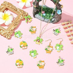 25個 5スタイル KC ゴールドメッキ合金エナメルペンダント  犬のお守りが付いた植物  ミックスカラー  25~26x21.5~24x1~1.5mm  穴：2mm  5個/スタイル&nbsp;ENAM-CJ0007-08