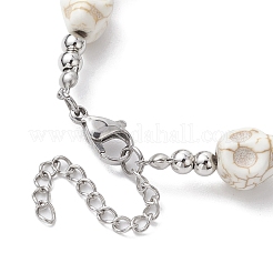 Bracciali con perline di pietra lavica naturale e turchese sintetico tinto&nbsp;BJEW-TA00504