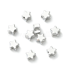 シェグレイス真鍮製スタービーズ  カドミウムフリー＆ニッケルフリー＆鉛フリー  プラチナメッキ  4x4x3mm  穴：1.2mm&nbsp;XGRPCU149-299P