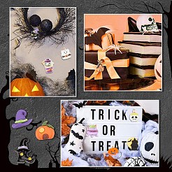 100 шт. кабошоны из непрозрачной смолы с принтом на тему Хэллоуина&nbsp;CRES-YW0002-57