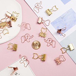 14 шт. 2 железных зажима для бумаг в виде кошки и сердца&nbsp;AJEW-GF0007-05