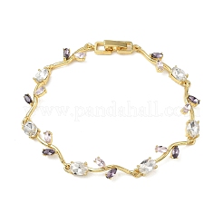 Bracelets à maillons en laiton et verre à fleurs&nbsp;KK-CBA7DFA-01G-05