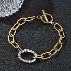 Zweifarbige Gliederarmbänder aus Edelstahl 304&nbsp;BJEW-P396-01E-A
