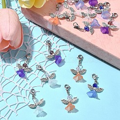 16 шт. 4-х цветные стеклянные акриловые подвески в виде ангела&nbsp;HJEW-FS00015