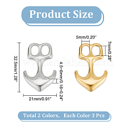 6 шт. 2-х цветные застежки-крючки из нержавеющей стали 304 STAS-UN0050-79