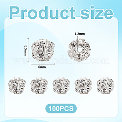 100шт латунные бусины со стразами KK-UN0005-13S