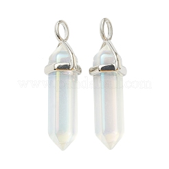 ガラスチャーム  プラチナトーンの真鍮パーツ  弾丸  クリアAB  39.5x12x11.5mm  穴：4.5x2.8mm&nbsp;G-M378-01P-C01