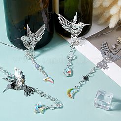 4 шт. стеклянные и нержавеющие подвесные ловцы солнца в виде колибри&nbsp;HJEW-FH00199