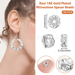 100 шт. латунные бусины-разделители со стразами для стойки KK-BBC0016-22S