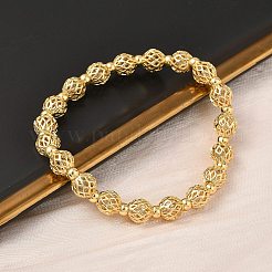 Латунные круглые бусины эластичные браслеты для женщин BJEW-B148-04A-G