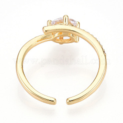 Латунные кольца-манжеты с микропаве и прозрачным цирконием для женщин KK-T074-10G