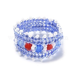 Стрейч-кольца из стеклянных бусин для женщин RJEW-MZ00005