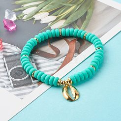 Набор браслетов стрейч с кубическим цирконием в форме раковины для девочек-подростков&nbsp;X1-BJEW-JB06850-04