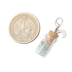 Кусочки натурального зеленого авантюрина внутри стеклянной бутылки с желаниями&nbsp;HJEW-JM03306-01