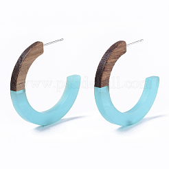 Accessoires de boucles d'oreilles en résine et bois de noyer&nbsp;RESI-R425-01-A01