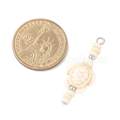 Подвески из бисера-рондель в виде черепахи из окрашенной синтетической бирюзы&nbsp;PALLOY-JF04011-01