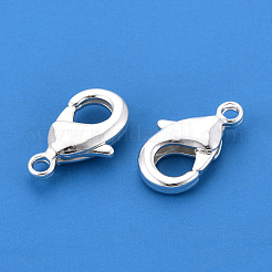 真鍮カニカン  長持ちメッキ  ニッケルフリー  925銀メッキ  12x7.5x3mm  穴：1.4mm&nbsp;KK-YW0004-01B-S