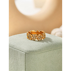Anillos de dedo de acero inoxidable 304 con micropavé de circonita cúbica&nbsp;WGEDC70-01