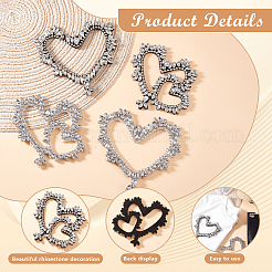 4 шт. 2 стиля аппликации в виде сердечек из стеклянных стразов и бусин&nbsp;PATC-GA0001-47