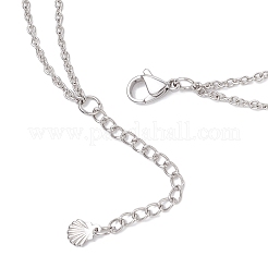 Двухслойные ожерелья с подвеской в виде морской черепахи и натуральной пресноводной раковины из нержавеющей стали 304 для женщин&nbsp;NJEW-JN05403