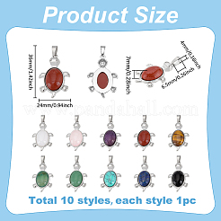 10шт 10 стиля подвески из натуральных и синтетических смешанных драгоценных камней&nbsp;G-PH0003-29