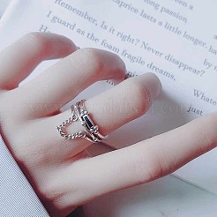 Прямоугольник 925 стерлингового серебра эмаль регулируемые манжеты кольца для женщин FS-WGEEF9E-01