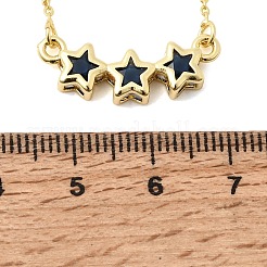 Collane con ciondolo a tripla stella in ottone e vetro&nbsp;KK-CBAB173-03G-04