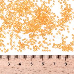 MIYUKIラウンドロカイユビーズ  日本製シードビーズ  （rr385)ファンシーライニングオレンジ  15/0  1.5mm  穴：0.7mm  約27777個/50g&nbsp;SEED-X0056-RR0385