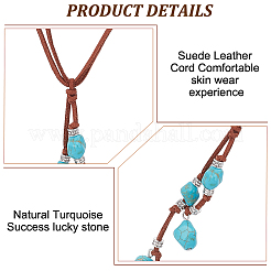 3 шт. 3 стиля этнического стиля натуральные бирюзовые чипсы и сплав ожерелья лариаты для женщин NJEW-AN0001-58
