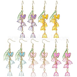 Серьги с подвесками из цветочного акрила&nbsp;EJEW-JE06250