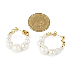 2 пара двухцветных сережек-гвоздиков с бусинами из ракушек и жемчуга EJEW-JE06362